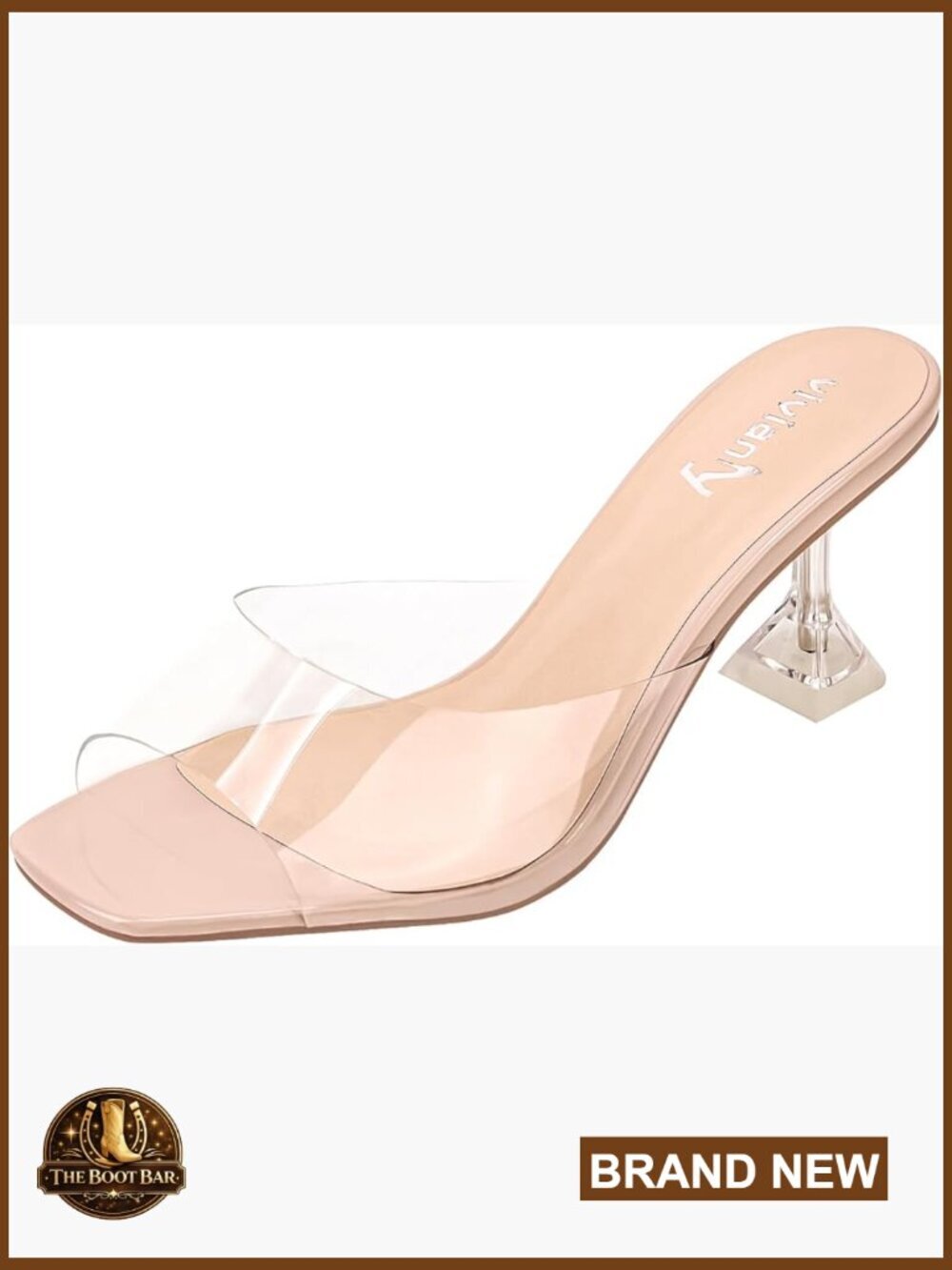 Clear Stiletto Heel Sandals Backless Peep Toe Mules